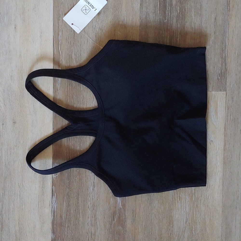 NWT Lavento Women's Black Padded Sport Bra Size 4
